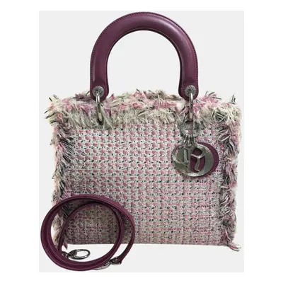 Dior Purple Tweed, Leather Ginza Limited Lady Dior Shoulder Bag