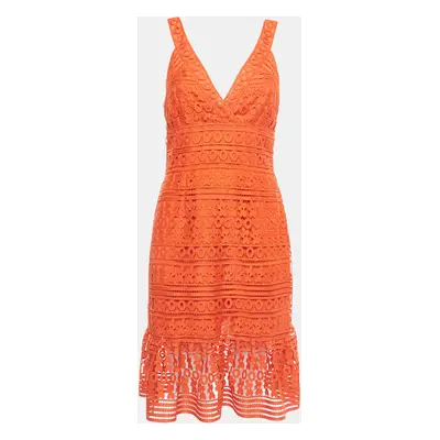 Diane Von Furstenberg Orange Guipure Lace Tiana Sleeveless Dress