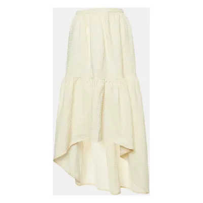 Maje Cream Textured Cotton Asymmetrical Skirt