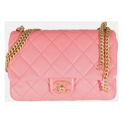 Chanel Pink Quilted Lambskin Pending CC Small Square Flap