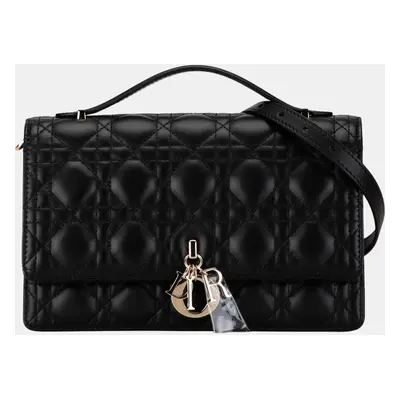 Dior Black Lambskin Cannage My Dior Top Handle Bag