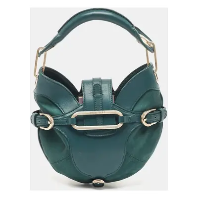 Jimmy Choo Green Leather and Satin Mini Tulita Hobo