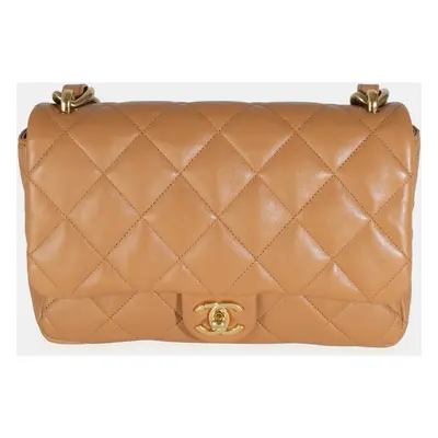 Chanel Tan Quilted Lambskin Medium Funky Town Flap Bag