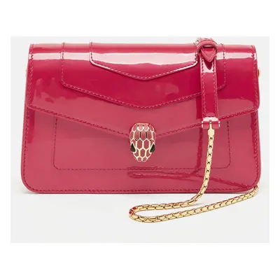 Bvlgari Fuchsia Patent and Leather East West Serpenti Forever Crossbody Bag