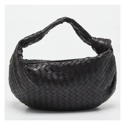 Bottega Veneta Dark Brown Intercciato Leather Classic Jodie Hobo