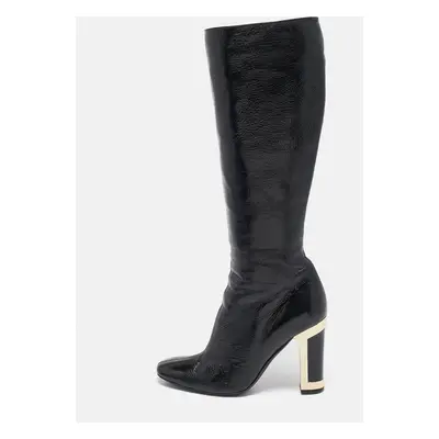 Missoni Black Patent Leather Calf Length Boots Size