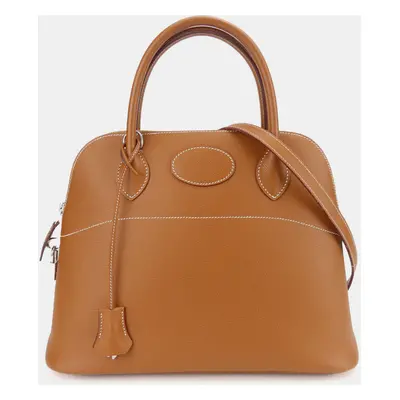 Hermes Gold Leather Bolide Handbag