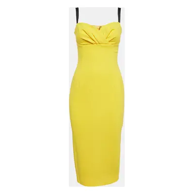 Dolce & Gabbana Yellow Crepe Sleeveless Midi Dress