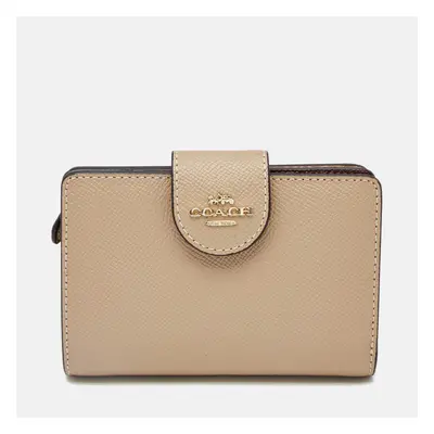 Coach Beige Leather Corner Zip Compact Wallet