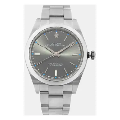 Rolex Grey Stainless Steel Oyster Perpetual Automatic Men's Wristwatch mm