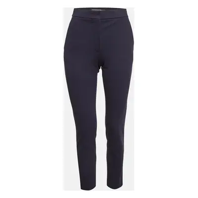 Max Mara Navy Blue Stretch Crepe Formal Trousers