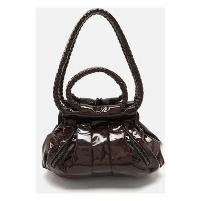 Christian Louboutin Brown Patent Leather Loubette Satchel