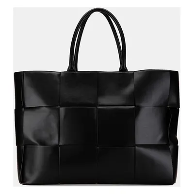 Bottega Veneta Black Lambskin Intrecciato Arco Large Tote Bag