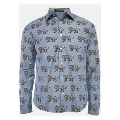 Louis Vuitton Blue Lion Print Cotton Shirt