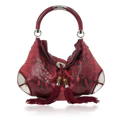 Gucci Gold Red Python Large Babouska Indy Top Handle Bag