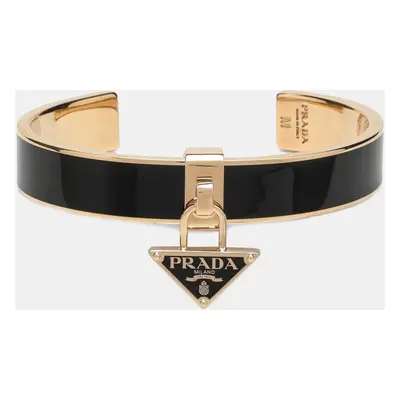 Prada Black Enameled Metal Logo Bracelet