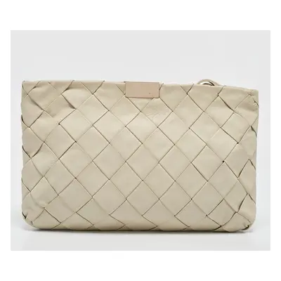 Jimmy Choo White Leather Woven Zulu Clutch