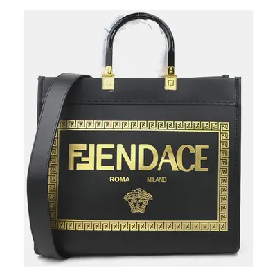 Fendi Fendace Fenderche Leather Black Handbag