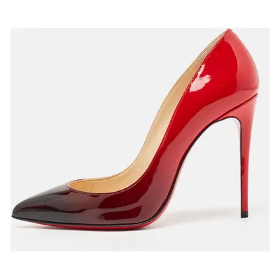 Christian Louboutin Black/Red Degrade Patent Leather Decollete Pumps Size 36.5