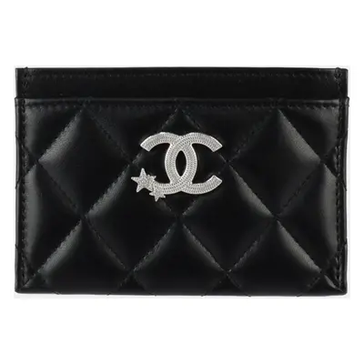 Chanel Black Lambskin Matelasse Star Coco Mark Cruise Card Case