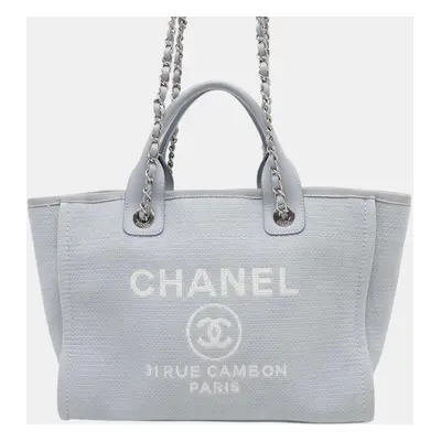 Chanel Blue Gray Mix Fiber Small Deauville Tote Bag