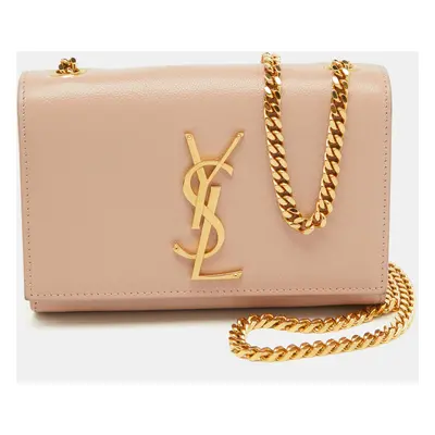 Saint Laurent Poudre Beige Grain Leather Small Kate Shoulder Bag