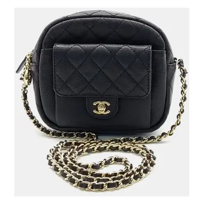 Chanel Black Leather Camera Chain Bag