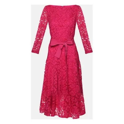 Carolina Herrera Pink Floral Lace Midi Dress