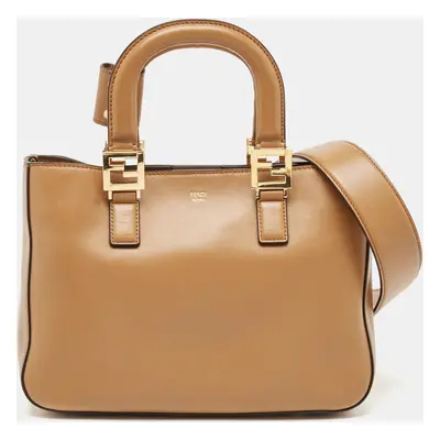 Fendi Brown Leather Small FF Glacier Tote