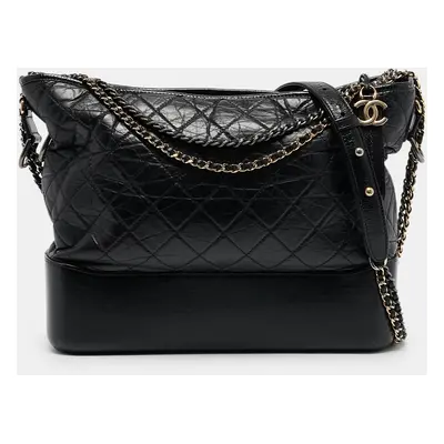 Chanel Black Quilted Aged Leather Large Gabrielle Hobo