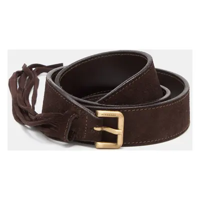 Burberry Dark Brown Suede Tassel Waist Buckle Belt 100CM