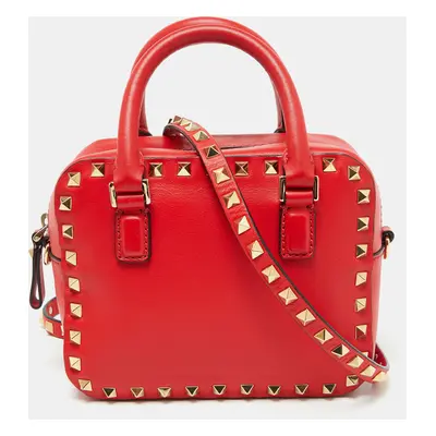 Valentino Red Leather Rockstud Camera Crossbody Bag