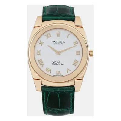 Rolex White 18K Rose Gold Cellini Manual Winding Men's Wristwatch mm