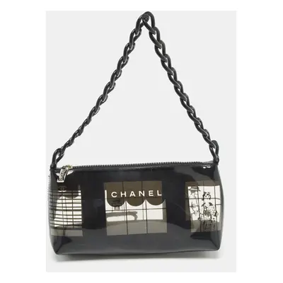 Chanel Black Vinyl Maison Window Print Bag