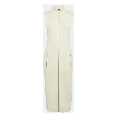 Acne Studios Cream Rib Knit Zip-Up Sleeveless Midi Sweater Dress