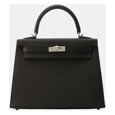 Hermes Black Epsom Leather Kelly Sellier Shoulder Bag