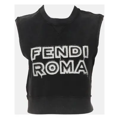 Fendi by Marc Jacobs Grey Cotton, Elastane Sleeveless Distressed Crop Top