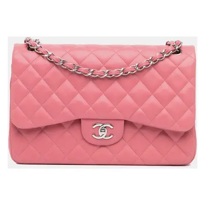 Chanel Pink Jumbo Classic Lambskin Double Flap Bag