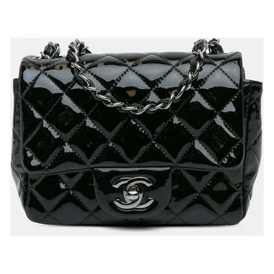 Chanel Black Patent Leather Mini Square Flap Bag