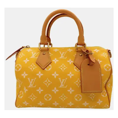 Louis Vuitton Yellow Calfskin Leather Monogram Speedy P9 Bandouliere Shoulder Bag