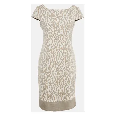 Max Mara Ivory/Beige Jacquard Knit Cap Sleeve Short Dress