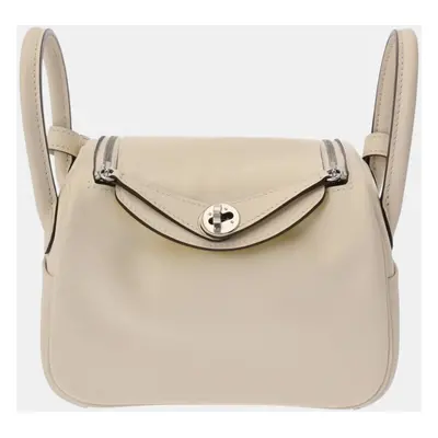 Hermes Lindy Verso Nata/Lime Swift leather bag