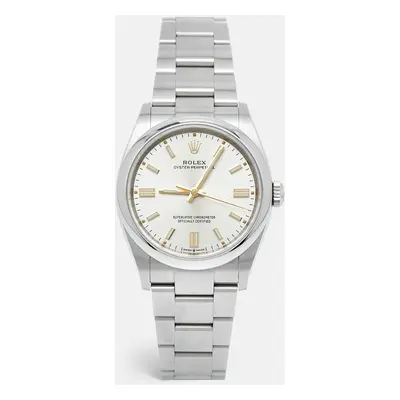 Rolex Silver Oystersteel Oyster Perpetual M126000-0008 Women's Wristwatch