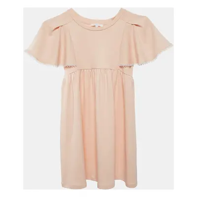 Chloe Kids Pink Guipure Lace Trim Cotton Jersey Dress Yrs