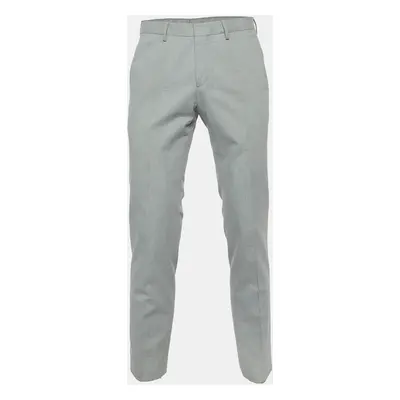 Boss By Hugo Boss Grey Herringbone Cotton Trousers