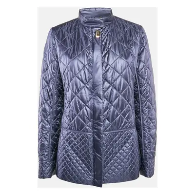 Salvatore Ferragamo Blue Nylon Zip-Up Quilted Jacket