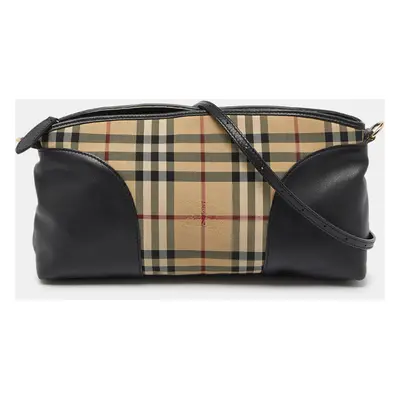 Burberry Beige/Black House Check Canvas and Leather Chichester Crossbody Bag