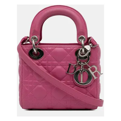 Dior Pink Mini Lambskin Cannage Lady Dior