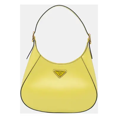 Prada Yellow Spazzolato Cleo Hobo Bag