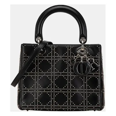 Dior Black Medium Lambskin Cannage Studded Supple Lady Dior